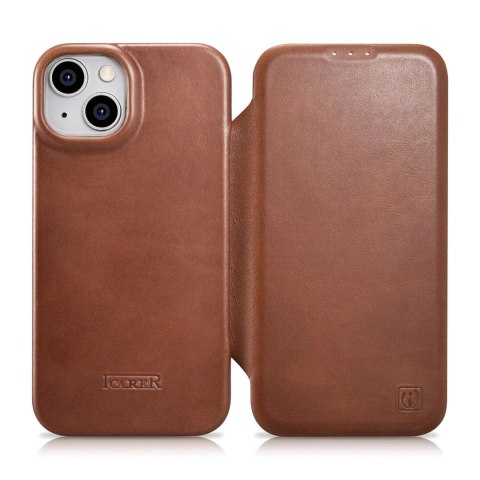 ICarer CE Oil Wax Premium Leather Folio Case skórzane etui iPhone 14 Plus z klapką magnetyczne MagSafe brązowy (AKI14220707-BN) ICarer CE Oil Wax Premium Leather Folio Case skórzane etui iPhone 14 Plus z klapką magnetyczne MagSafe brązowy (AKI14220707-BN)