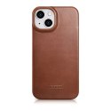 ICarer CE Oil Wax Premium Leather Folio Case skórzane etui iPhone 14 Plus z klapką magnetyczne MagSafe brązowy (AKI14220707-BN)