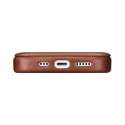 ICarer CE Oil Wax Premium Leather Folio Case skórzane etui iPhone 14 Plus z klapką magnetyczne MagSafe brązowy (AKI14220707-BN)