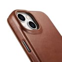 ICarer CE Oil Wax Premium Leather Folio Case skórzane etui iPhone 14 Plus z klapką magnetyczne MagSafe brązowy (AKI14220707-BN)