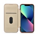 ICarer CE Oil Wax Premium Leather Folio Case skórzane etui iPhone 14 Plus z klapką magnetyczne MagSafe brązowy (AKI14220707-BN)