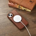 ICarer CE Oil Wax Premium Leather Folio Case skórzane etui iPhone 14 Plus z klapką magnetyczne MagSafe brązowy (AKI14220707-BN)