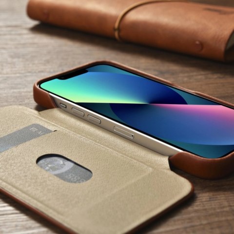 ICarer CE Oil Wax Premium Leather Folio Case skórzane etui iPhone 14 Plus z klapką magnetyczne MagSafe brązowy (AKI14220707-BN) ICarer CE Oil Wax Premium Leather Folio Case skórzane etui iPhone 14 Plus z klapką magnetyczne MagSafe brązowy (AKI14220707-BN)