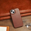 ICarer CE Oil Wax Premium Leather Folio Case skórzane etui iPhone 14 Plus z klapką magnetyczne MagSafe brązowy (AKI14220707-BN)