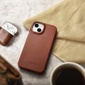 ICarer CE Oil Wax Premium Leather Folio Case skórzane etui iPhone 14 Plus z klapką magnetyczne MagSafe brązowy (AKI14220707-BN)