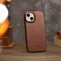 ICarer CE Oil Wax Premium Leather Folio Case skórzane etui iPhone 14 Plus z klapką magnetyczne MagSafe brązowy (AKI14220707-BN)