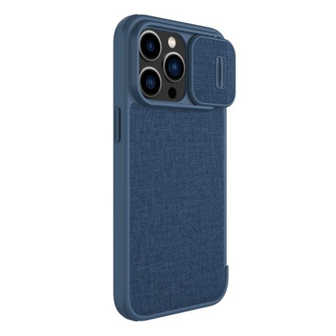 Nillkin Qin Cloth Pro Case etui do iPhone 14 Pro Max osłona na aparat kabura pokrowiec obudowa z klapką niebieski Nillkin Qin Cloth Pro Case etui do iPhone 14 Pro Max osłona na aparat kabura pokrowiec obudowa z klapką niebieski