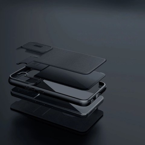 Nillkin Qin Cloth Pro Case etui do iPhone 14 Pro Max osłona na aparat kabura pokrowiec obudowa z klapką niebieski Nillkin Qin Cloth Pro Case etui do iPhone 14 Pro Max osłona na aparat kabura pokrowiec obudowa z klapką niebieski