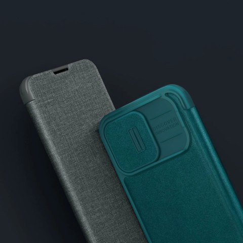 Nillkin Qin Cloth Pro Case etui do iPhone 14 Pro Max osłona na aparat kabura pokrowiec obudowa z klapką niebieski Nillkin Qin Cloth Pro Case etui do iPhone 14 Pro Max osłona na aparat kabura pokrowiec obudowa z klapką niebieski