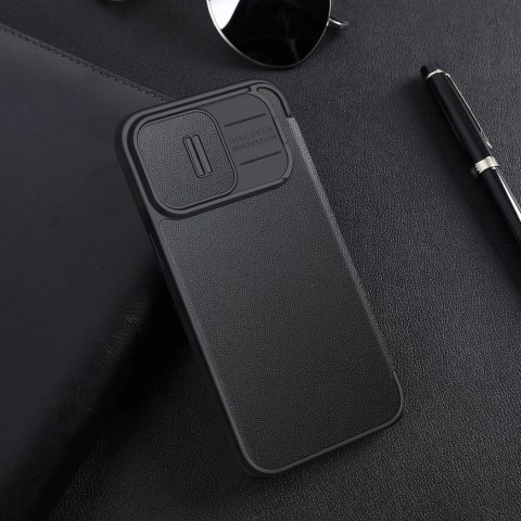 Nillkin Qin Cloth Pro Case etui do iPhone 14 Pro Max osłona na aparat kabura pokrowiec obudowa z klapką niebieski Nillkin Qin Cloth Pro Case etui do iPhone 14 Pro Max osłona na aparat kabura pokrowiec obudowa z klapką niebieski