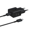 Ładowarka sieciowa GaN Samsung EP-T2510XBEGEU 25W SFC z kablem USB-C - czarna Ładowarka sieciowa GaN Samsung EP-T2510XBEGEU 25W SFC z kablem USB-C - czarna