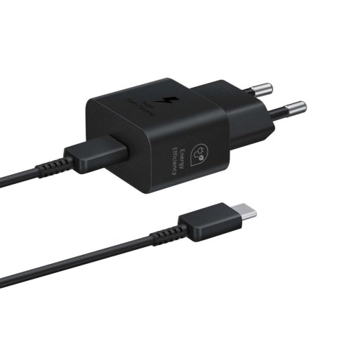 Ładowarka sieciowa GaN Samsung EP-T2510XBEGEU 25W SFC z kablem USB-C - czarna Ładowarka sieciowa GaN Samsung EP-T2510XBEGEU 25W SFC z kablem USB-C - czarna