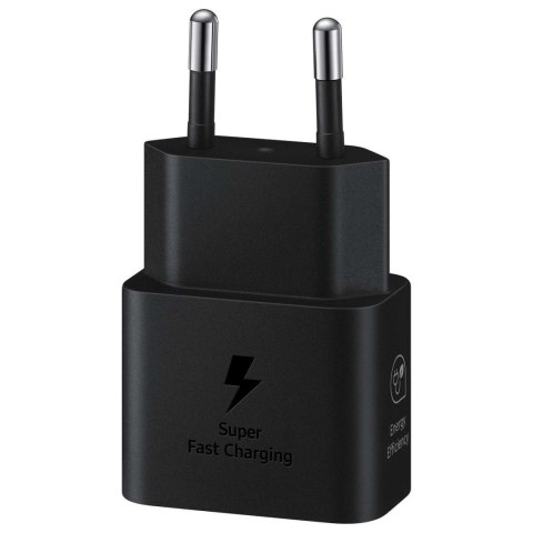 Ładowarka sieciowa GaN Samsung EP-T2510XBEGEU 25W SFC z kablem USB-C - czarna Ładowarka sieciowa GaN Samsung EP-T2510XBEGEU 25W SFC z kablem USB-C - czarna
