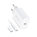 Ładowarka sieciowa do telefonu Forcell F-Energy USB C QC4.0 PD 3A 25W + kabel USB C do USB C TFK-TC-25WPD biała Ładowarka sieciowa do telefonu Forcell F-Energy USB C QC4.0 PD 3A 25W + kabel USB C do USB C TFK-TC-25WPD biała