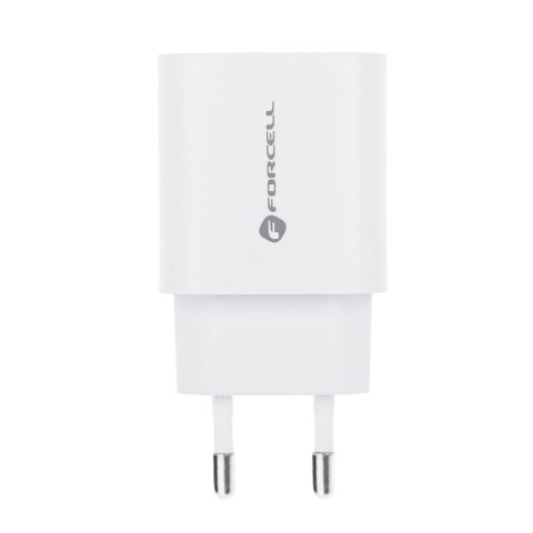 Ładowarka sieciowa do telefonu Forcell F-Energy USB C + USB A QC4.0 PD 3A 30W TFK-TC-30WPD biała Ładowarka sieciowa do telefonu Forcell F-Energy USB C + USB A QC4.0 PD 3A 30W TFK-TC-30WPD biała