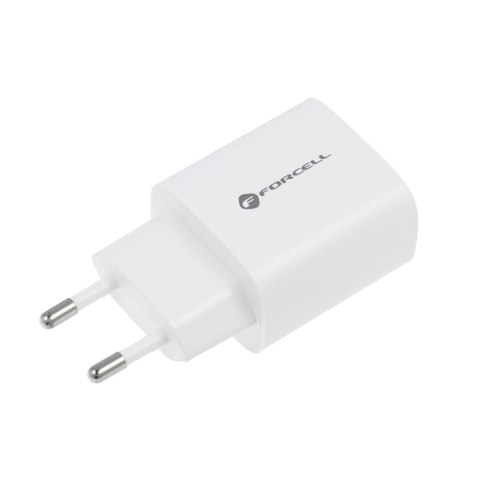 Ładowarka sieciowa do telefonu Forcell F-Energy USB C + USB A QC4.0 PD 3A 30W TFK-TC-30WPD biała Ładowarka sieciowa do telefonu Forcell F-Energy USB C + USB A QC4.0 PD 3A 30W TFK-TC-30WPD biała
