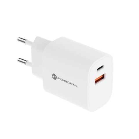 Ładowarka sieciowa do telefonu Forcell F-Energy USB C + USB A QC4.0 PD 3A 30W TFK-TC-30WPD biała Ładowarka sieciowa do telefonu Forcell F-Energy USB C + USB A QC4.0 PD 3A 30W TFK-TC-30WPD biała