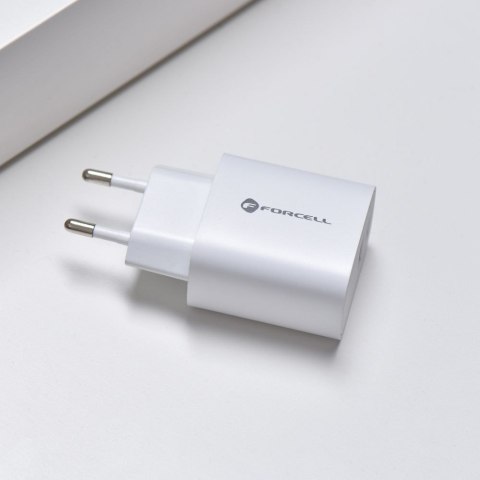Ładowarka sieciowa do telefonu Forcell F-Energy USB C + USB A QC4.0 PD 3A 30W TFK-TC-30WPD biała Ładowarka sieciowa do telefonu Forcell F-Energy USB C + USB A QC4.0 PD 3A 30W TFK-TC-30WPD biała