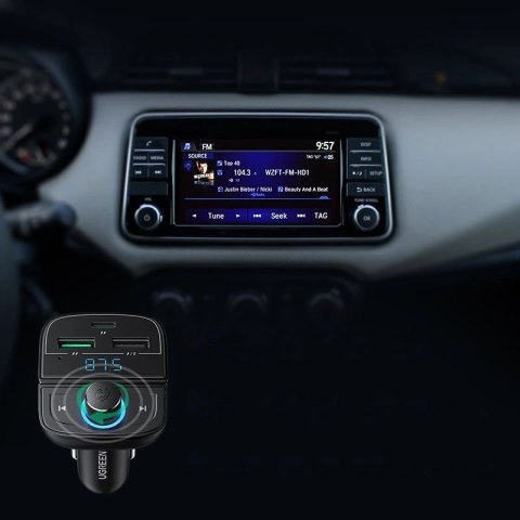 Ugreen Transmiter FM Bluetooth 5.0 ładowarka samochodowa MP3 3x USB TF micro SD 4,8 A czarny (CD229) Ugreen Transmiter FM Bluetooth 5.0 ładowarka samochodowa MP3 3x USB TF micro SD 4,8 A czarny (CD229)