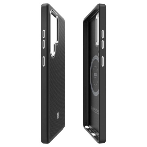 Etui silikonowe Spigen Enzo Aramid GP-FPS938PGABW z wbudowanym ringiem MagFit do Samsung Galaxy S25 Ultra - czarne Etui silikonowe Spigen Enzo Aramid GP-FPS938PGABW z wbudowanym ringiem MagFit do Samsung Galaxy S25 Ultra - czarne