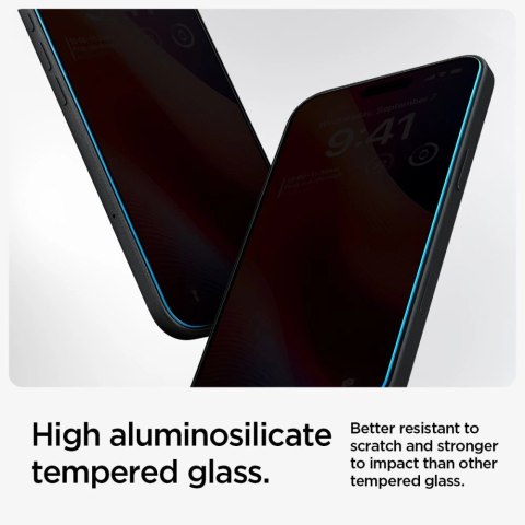 Szkło hartowane Spigen Glas.tR EzFit prywatyzujące na iPhone 15 / 16 z adapterem (2 szt.) Szkło hartowane Spigen Glas.tR EzFit prywatyzujące na iPhone 15 / 16 z adapterem (2 szt.)
