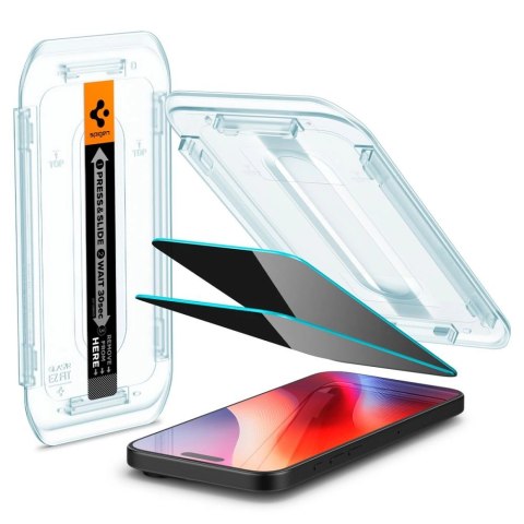 Szkło hartowane Spigen Glas.tR EZ Fit Privacy na iPhone 16 Pro - 2 szt. Szkło hartowane Spigen Glas.tR EZ Fit Privacy na iPhone 16 Pro - 2 szt.