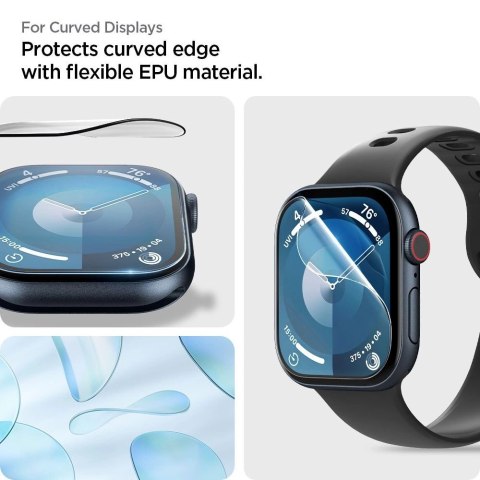 Szkło hybrydowe Spigen Elite Shield "EZ FIT" 2-PACK na Apple Watch 10 (46 MM) - przezroczyste Szkło hybrydowe Spigen Elite Shield "EZ FIT" 2-PACK na Apple Watch 10 (46 MM) - przezroczyste