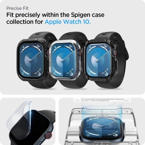 Szkło hybrydowe Spigen Elite Shield "EZ FIT" 2-PACK na Apple Watch 10 (46 MM) - przezroczyste Szkło hybrydowe Spigen Elite Shield "EZ FIT" 2-PACK na Apple Watch 10 (46 MM) - przezroczyste