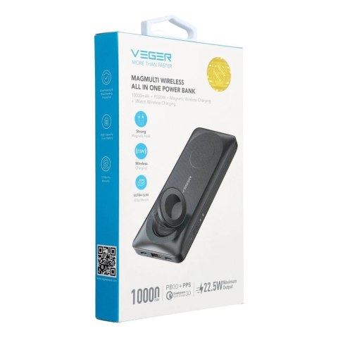 Powerbank Veger MagMulti W1156 10000mAh 22.5W 3A MagSafe PD QC3.0 - czarny Powerbank Veger MagMulti W1156 10000mAh 22.5W 3A MagSafe PD QC3.0 - czarny