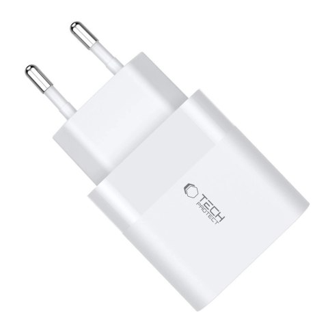 Ładowarka Tech-Protect C30W sieciowa USB-C PD 30W / USB-A QC 3.0 - biała Ładowarka Tech-Protect C30W sieciowa USB-C PD 30W / USB-A QC 3.0 - biała