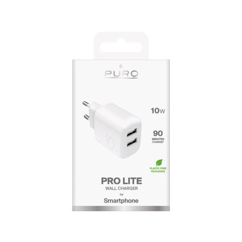 Ładowarka sieciowa Puro PROLITE 10W 2x USB-A - biała Ładowarka sieciowa Puro PROLITE 10W 2x USB-A - biała