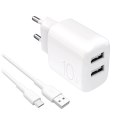 Ładowarka sieciowa Puro PROLITE 10W 2x USB-A + kabel USB-A - USB-C 1.2m - biała Ładowarka sieciowa Puro PROLITE 10W 2x USB-A + kabel USB-A - USB-C 1.2m - biała