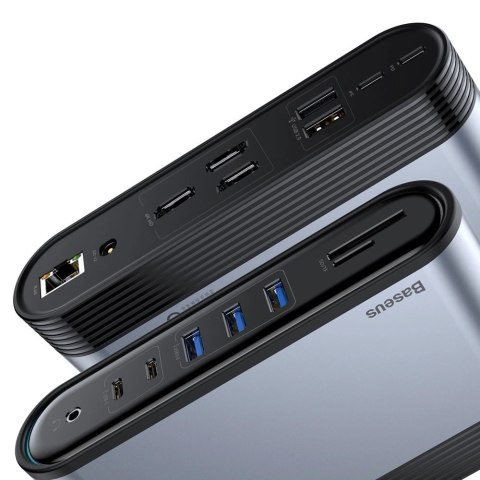 HUB Baseus CAHUB-DG0G 3x USB 3.2 Gen 1 / 2x USB-A / 2x USB-C / czytnik kart SD, micro SD / AUX / 3x HDMI / RJ45 PD 100W (wtyczki HUB Baseus CAHUB-DG0G 3x USB 3.2 Gen 1 / 2x USB-A / 2x USB-C / czytnik kart SD, micro SD / AUX / 3x HDMI / RJ45 PD 100W (wtyczki