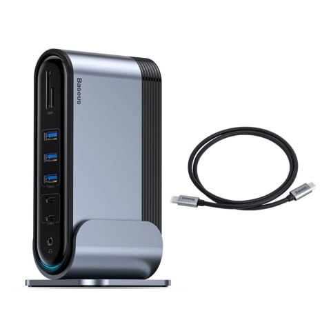 HUB Baseus CAHUB-DG0G 3x USB 3.2 Gen 1 / 2x USB-A / 2x USB-C / czytnik kart SD, micro SD / AUX / 3x HDMI / RJ45 PD 100W (wtyczki HUB Baseus CAHUB-DG0G 3x USB 3.2 Gen 1 / 2x USB-A / 2x USB-C / czytnik kart SD, micro SD / AUX / 3x HDMI / RJ45 PD 100W (wtyczki