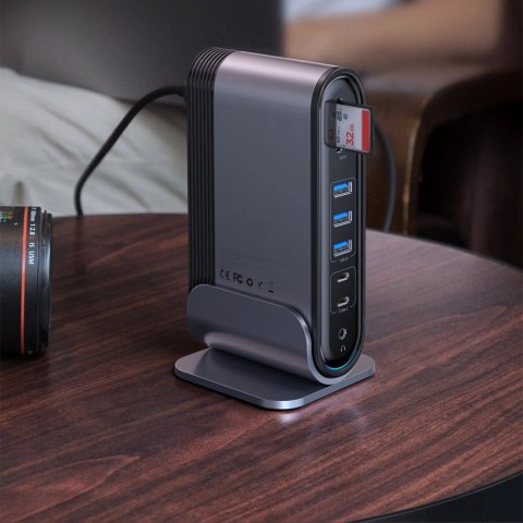 HUB Baseus CAHUB-DG0G 3x USB 3.2 Gen 1 / 2x USB-A / 2x USB-C / czytnik kart SD, micro SD / AUX / 3x HDMI / RJ45 PD 100W (wtyczki HUB Baseus CAHUB-DG0G 3x USB 3.2 Gen 1 / 2x USB-A / 2x USB-C / czytnik kart SD, micro SD / AUX / 3x HDMI / RJ45 PD 100W (wtyczki