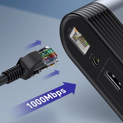 HUB Baseus CAHUB-DG0G 3x USB 3.2 Gen 1 / 2x USB-A / 2x USB-C / czytnik kart SD, micro SD / AUX / 3x HDMI / RJ45 PD 100W (wtyczki HUB Baseus CAHUB-DG0G 3x USB 3.2 Gen 1 / 2x USB-A / 2x USB-C / czytnik kart SD, micro SD / AUX / 3x HDMI / RJ45 PD 100W (wtyczki