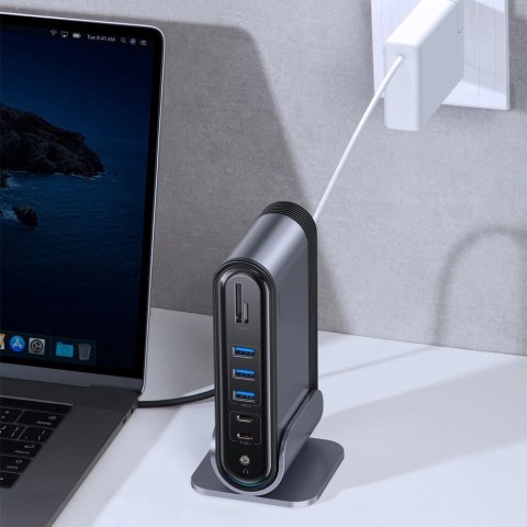 HUB Baseus CAHUB-DG0G 3x USB 3.2 Gen 1 / 2x USB-A / 2x USB-C / czytnik kart SD, micro SD / AUX / 3x HDMI / RJ45 PD 100W (wtyczki HUB Baseus CAHUB-DG0G 3x USB 3.2 Gen 1 / 2x USB-A / 2x USB-C / czytnik kart SD, micro SD / AUX / 3x HDMI / RJ45 PD 100W (wtyczki