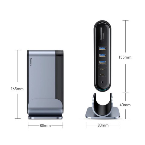 HUB Baseus CAHUB-DG0G 3x USB 3.2 Gen 1 / 2x USB-A / 2x USB-C / czytnik kart SD, micro SD / AUX / 3x HDMI / RJ45 PD 100W (wtyczki HUB Baseus CAHUB-DG0G 3x USB 3.2 Gen 1 / 2x USB-A / 2x USB-C / czytnik kart SD, micro SD / AUX / 3x HDMI / RJ45 PD 100W (wtyczki