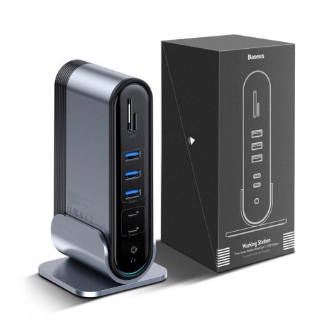 HUB Baseus CAHUB-DG0G 3x USB 3.2 Gen 1 / 2x USB-A / 2x USB-C / czytnik kart SD, micro SD / AUX / 3x HDMI / RJ45 PD 100W (wtyczki HUB Baseus CAHUB-DG0G 3x USB 3.2 Gen 1 / 2x USB-A / 2x USB-C / czytnik kart SD, micro SD / AUX / 3x HDMI / RJ45 PD 100W (wtyczki