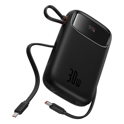 Powerbank Baseus QPow 2 20000mAh 30W z 2 wbudowanymi kablami USB-C - czarny Powerbank Baseus QPow 2 20000mAh 30W z 2 wbudowanymi kablami USB-C - czarny