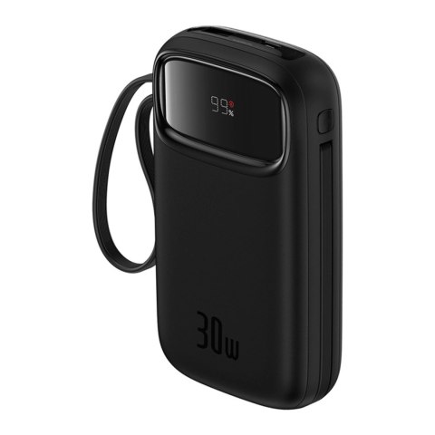 Powerbank Baseus QPow 2 20000mAh 30W z 2 wbudowanymi kablami USB-C - czarny Powerbank Baseus QPow 2 20000mAh 30W z 2 wbudowanymi kablami USB-C - czarny