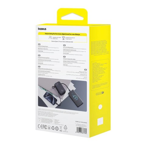 Powerbank Baseus QPow 2 20000mAh 30W z 2 wbudowanymi kablami USB-C - czarny Powerbank Baseus QPow 2 20000mAh 30W z 2 wbudowanymi kablami USB-C - czarny