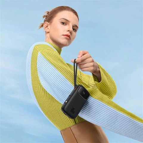 Powerbank Baseus QPow 2 20000mAh 30W z 2 wbudowanymi kablami USB-C - czarny Powerbank Baseus QPow 2 20000mAh 30W z 2 wbudowanymi kablami USB-C - czarny