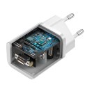 Szybka ładowarka sieciowa Baseus Si USB-C 25W 3A z kablem USB-C / USB-C 1m - biały