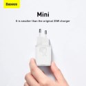Szybka ładowarka sieciowa Baseus Si USB-C 25W 3A z kablem USB-C / USB-C 1m - biały