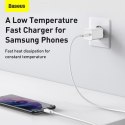 Szybka ładowarka sieciowa Baseus Si USB-C 25W 3A z kablem USB-C / USB-C 1m - biały
