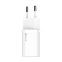 Szybka ładowarka sieciowa Baseus Si USB-C 25W 3A z kablem USB-C / USB-C 1m - biały