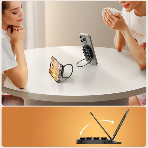 Uchwyt na smartfona z podstawką i przyssawkami Joyroom JR-ZS418 z MagSafe - czarny Uchwyt na smartfona z podstawką i przyssawkami Joyroom JR-ZS418 z MagSafe - czarny