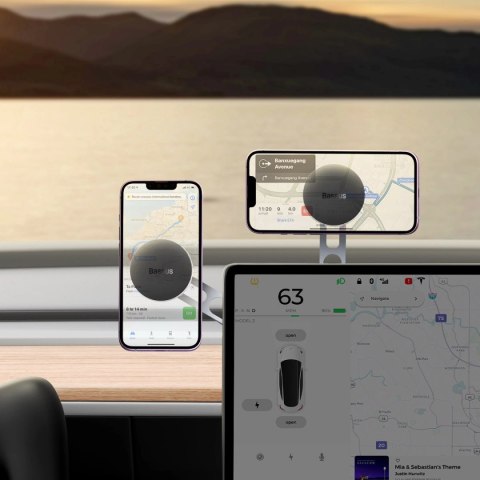 Uchwyt samochodowy Baseus T-Space magnetyczny na kokpit do Tesla - srebrny Uchwyt samochodowy Baseus T-Space magnetyczny na kokpit do Tesla - srebrny
