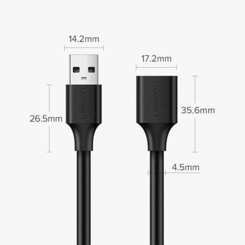 Ugreen kabel przedłużacz USB (męski) - USB (żeński) 2.0 480Mb/s 3m czarny (US103) Ugreen kabel przedłużacz USB (męski) - USB (żeński) 2.0 480Mb/s 3m czarny (US103)